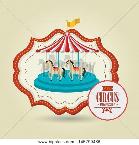 carousel horses emblem circus vector illustration eps10 eps 10