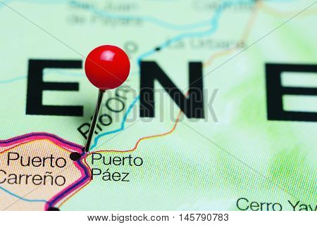 Puerto Paez pinned on a map of Venezuela