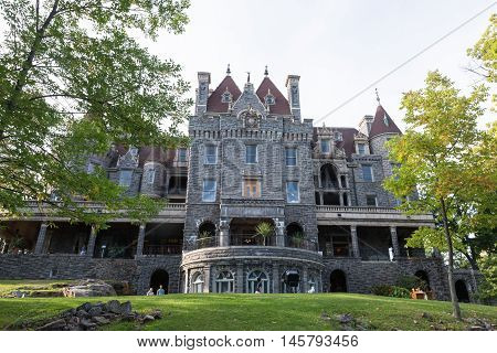 Boldt Castle in the summer months with green trees