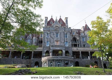 Boldt Castle in the summer months with green trees