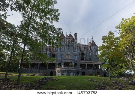 Boldt Castle in the summer months with green trees