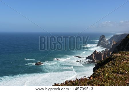 View from Roca Cape (westernmost point in continental Europe) in Portugal