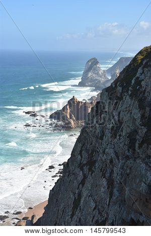 View from Roca Cape (westernmost point in continental Europe) in Portugal
