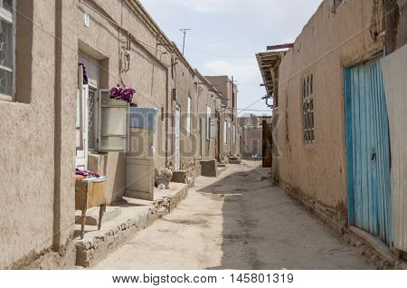 Narrow Street Of Itchan Kala Medieval Residential Neighborhoods, Khiva, Uzbekistan.