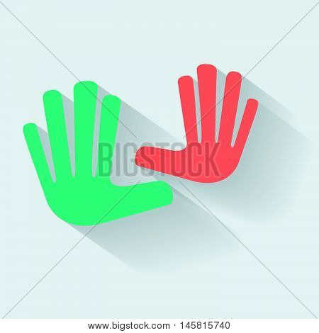 Vector abstract shapes of hands touching, white background