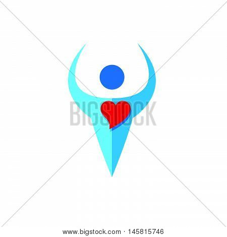 Vector heart in stylized man, white background