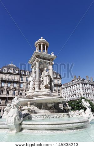 Fountain at Place des Jacobins in Lyon, France