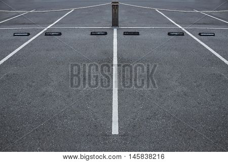 Empty Car parking lot with white mark.
