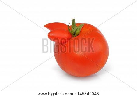 weird red  tomatoe isolated on white background
