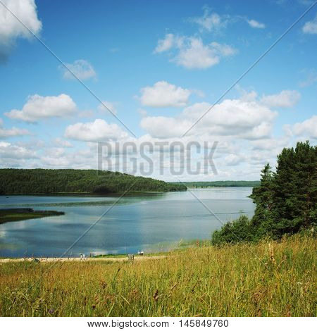 Kenozero Lake On A Sunny Morning. View From A Hill