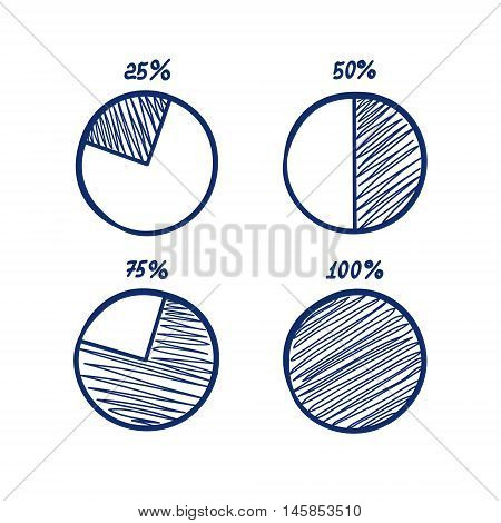vector feltip pen pie chart icons doodle set