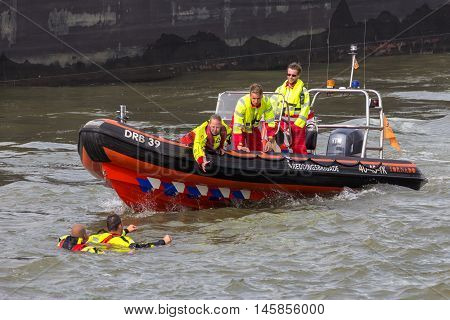 ROTTERDAM NETHERLANDS - SEP 3 2016: Search And Rescue demonstration during the World Harbor Days.
