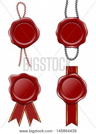 Set of Red Wax Seal  isolated on a white background