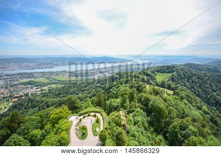 Uetliberg Hill look point in Zurich, Switzerland