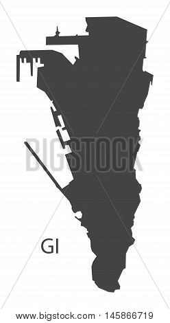 Gibraltar grey map isolated vector high res