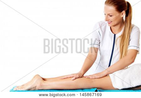Woman having massage of body in the spa salon. Beauty treatment concept.
