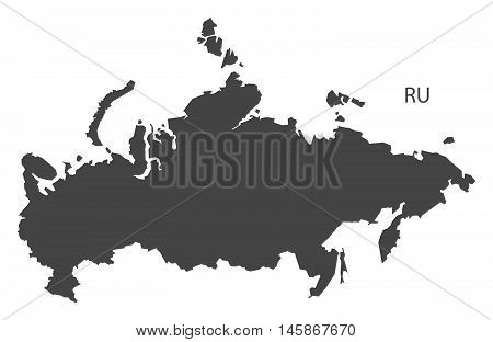 Russia grey map isolated vector high res