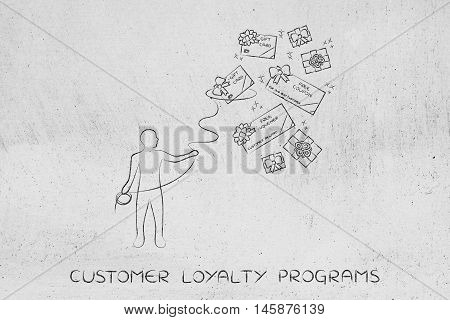 Person With Lasso Catching Free Coupons, Client Rewards