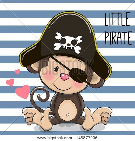Cute cartoon Monkey in a pirate hat