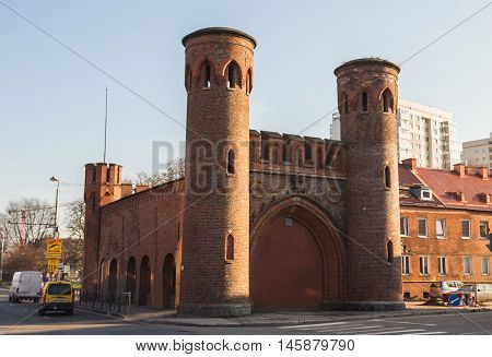 Cultural monuments, Kaliningrad, Russia, November 25, 2015 - German pre-war building, red brick, fortress Konigsberg, Kaliningrad cultural monuments