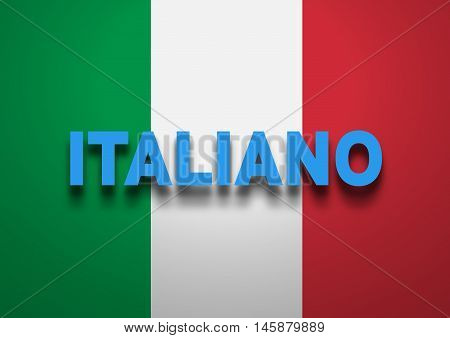 Speaking Italian conceptual background, text and flag