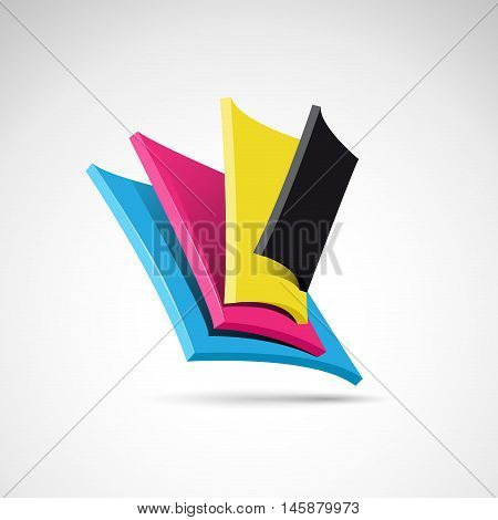 Vector abstract shape CMYK colors for printer