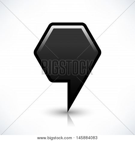 Blank map pin location sign rounded hexagon shape icon with gray shadow and gradient reflection isolated on white background in simple flat style. Web design element save in vector illustration 8 eps