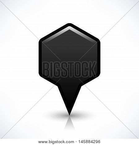 Blank map pin location sign rounded hexagon shape icon with gray shadow and gradient reflection isolated on white background in simple flat style. Web design element save in vector illustration 8 eps