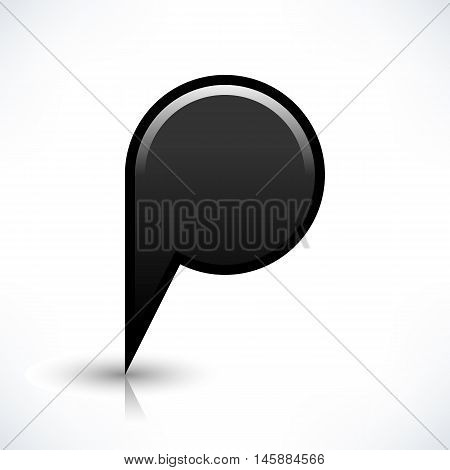 Blank map pin location sign circle shape icon with gray shadow and gradient reflection isolated on white background in simple flat style. Web design element save in vector illustration 8 eps