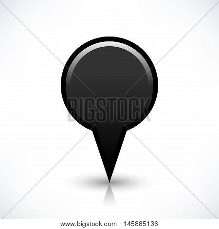 Blank map pin location sign circle shape icon with gray shadow and gradient reflection isolated on white background in simple flat style. Web design element save in vector illustration 8 eps