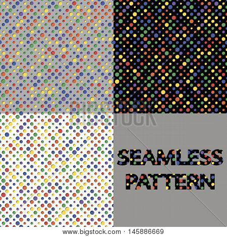 Colored Circles Of Different Sizes. Set Of Seamless Pattern