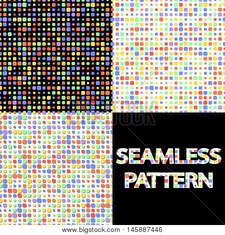 Colored square of different sizes. Set of seamless pattern