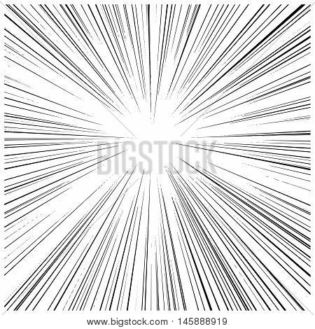 illustration vector abstract manga speed motion thin black starburst straight lines