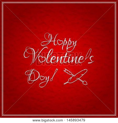 Happy valentines day. Text on red paper background. Vintage style