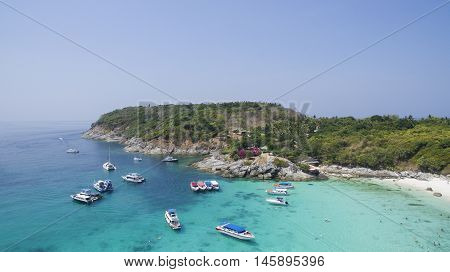 aerial view of racha island harbor andaman sea phuket southern of thailand