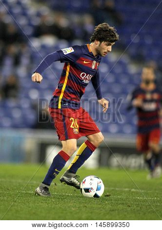 BARCELONA, SPAIN - JAN, 13: Sergi Roberto of FC Barcelona during a Spanish Kings Cup match against RCD Espanyol at the Power8 stadium on January 13, 2016 in Barcelona, Spain
