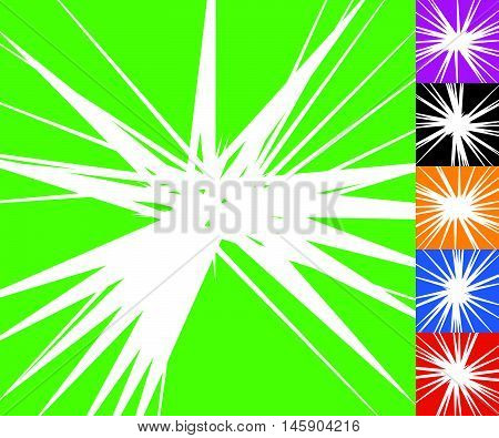 Abstract Edgy, Geometric Radiating Lines. Set Of 6 Versions With 6 Colors