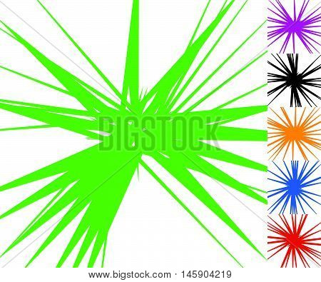 Abstract Edgy, Geometric Radiating Lines. Set Of 6 Versions With 6 Colors