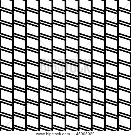 Geometric Seamless Monochrome Pattern With Parallelograms, Squares.