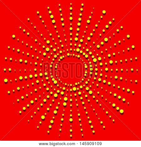 Random Dots Radial Halftone Element, Pop Art Red, Yellow Colors