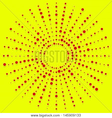 Random Dots Radial Halftone Element, Pop Art Red, Yellow Colors
