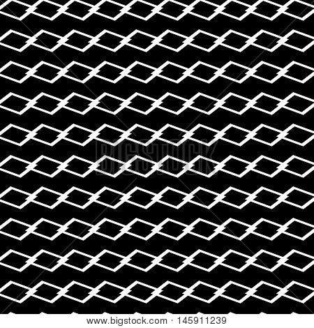 Geometric Seamless Monochrome Pattern With Parallelograms, Squares.