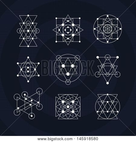 Sacred geometry symbols set, Alchemy vector illustration