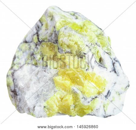 Sulfur (brimstone, Sulphur) Vein In Stone Isolated