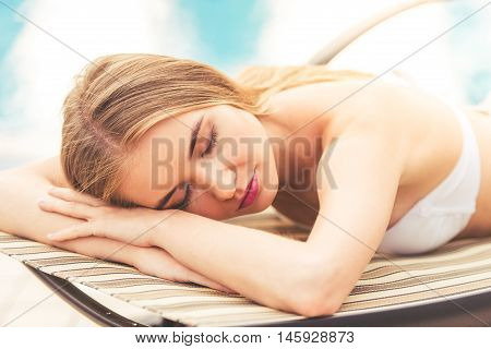 Attractive Girl At The Pool