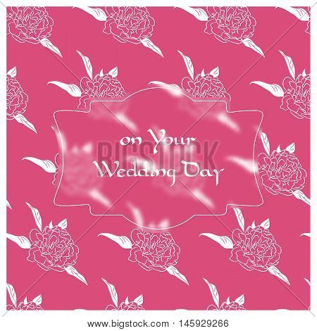 Delicate universal card. Peony textures. Floral background. Wedding birthday anniversary Valentin's day party invitations. Vector illustration. EPS 10