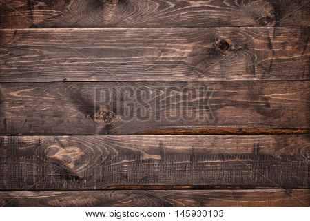 Clse up of dark brown wood plank background