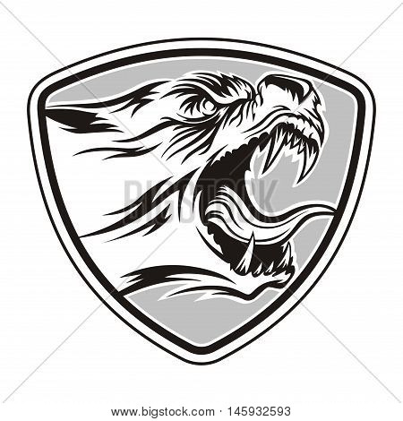 wolf in the abstract shield, suitable for icons, app and symbols