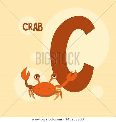 red crab on the pink square background. vector