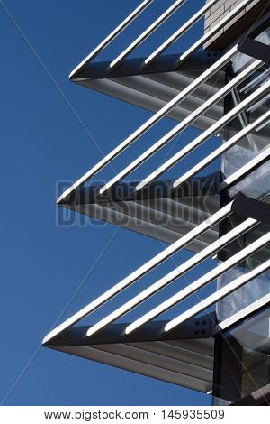 Architectural Exterior Detail: Triangles against blue sky